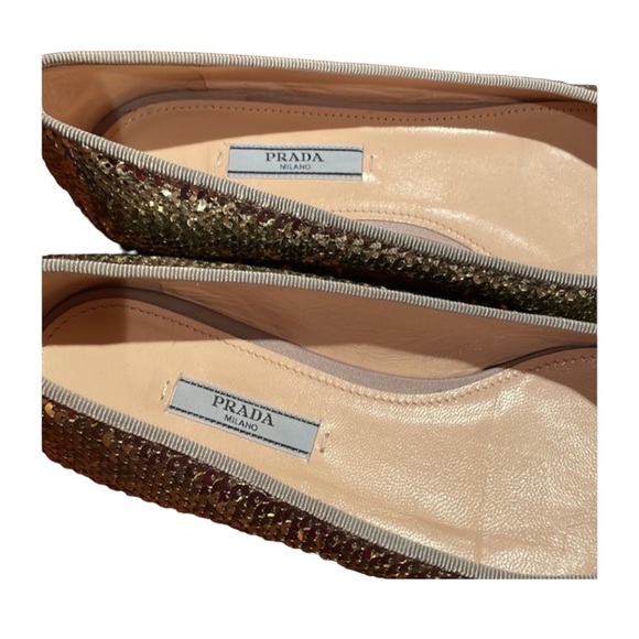 PRADA gold sequin flats, size 38 EU, VGC - Picture 5 of 14